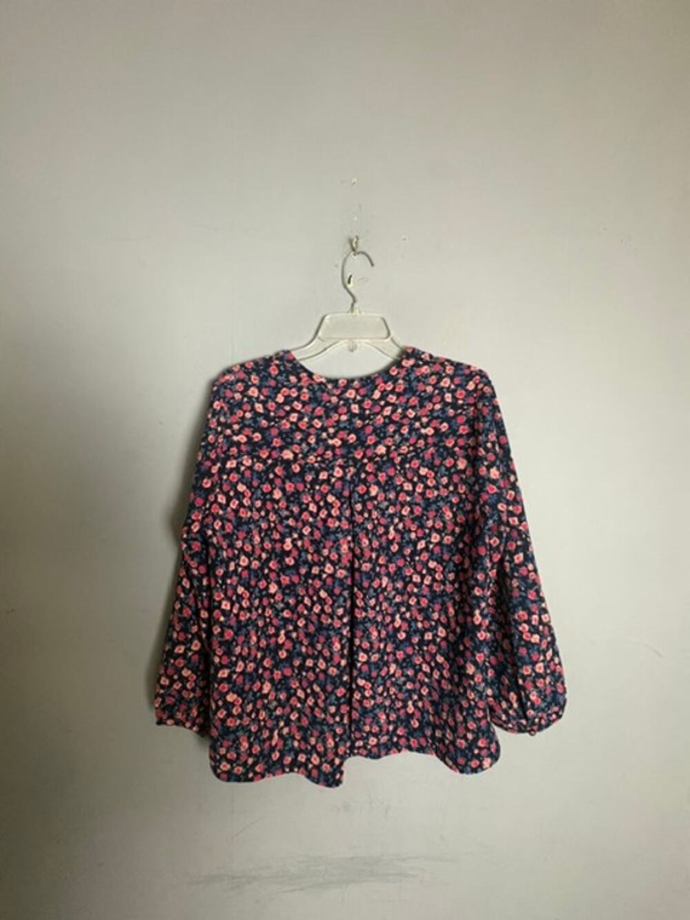J Crew Womens Navy Pink Floral Button Blouse Size Medium
